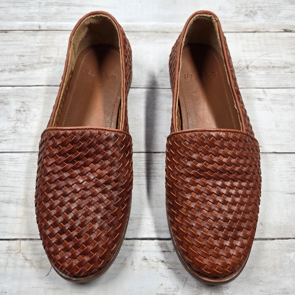 Nisolo Men's Woven Leather Loafers in Brown